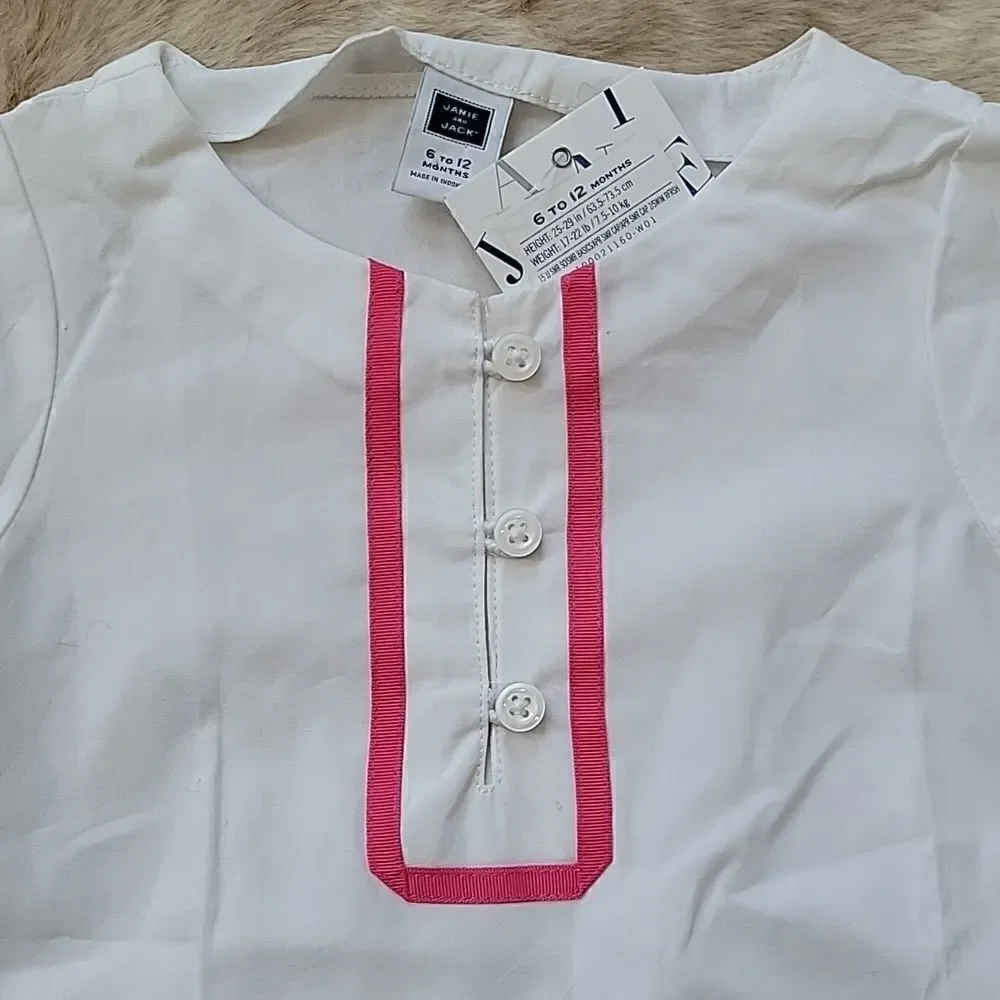 JANIE AND JACK WHITE WITH PINK SWIM COVER-UP TUNIC, NEW!